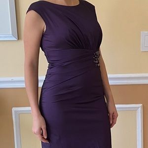 Eggplant color midi evening gown